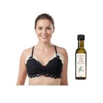 GÖĞÜS BÖLGESİ İÇİN HİNT YAĞI GÖĞÜS PEDİ (Tekrar Kullanılabilir |%100 Sızdırmaz (SMALL (A-C CUP)) + 100 ML HİNT YAĞI (HEKZANSIZ)