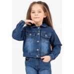 Göğüs Cepli Düğme Kapamalı Kız Çocuk Kot Ceket- Indigo - 5-6 Yaş - 5 - 6 Yaş - İndigo