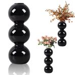 Gohytal Baloncuk vazo küçük vazo cam, siyah cam vazo, pampas çimi için, masa dekorasyonu için modern cam vazo, çiçek vazosu, küre vazo, hidroponik tasarım, gül vazosu, dekoratif vazo, oturma odası,