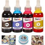 Goink Canon GI-41 Uyumlu Gıda Mürekkebi Seti 4x100 ml (CMYK) - Pasta ve Kurabiye Süsleme için Yüksek Kaliteli Edible Ink - Renkli - Siyah