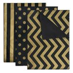 GOIYZTTR 60 yaprak altın siyah pelür kağıt, 3 çeşit dekoratif metalik hediye kağıdı, 50 x 35 cm, hediye pelür kağıt, hediye paketleri ve kendin yap dekorasyonu için uygundur
