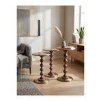 goji home decor 3'lü Ahşap Metal Sehpa Pirinç Kaplama 50-55-60 cm Naturel Ceviz Zigon Sehpa Modern Yan Sehpa Seti