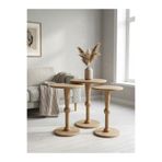 goji home decor 3'lü Ahşap Zigon Sehpa Seti Naturel Ceviz 50 55 60 cm Yuvarlak Yan Sehpa Modern Dekoratif Sehpa