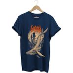 Gojira Balıklar Köpek Balığı Music Baskılı %100 Pamuk Regular Fit Bisiklet Yaka T-Shirt - Lacivert