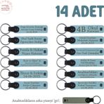 Gök Mavi & Gri, Karne Gününde Dağıtılacak Süper Hediye, 14'lü Anahtarlık Set, İsme Özgü Hatıralık