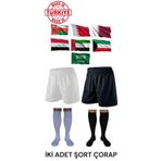 Gök Sports 2 Adet Futbol Halı Saha Şortu Tozluk Seti Antrenman Futbol Şortu Çorabı Konç