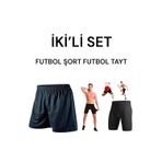 Gök Sports Spor Şort Sporcu Tayt Halı Saha Futbol Sporcu Şortlu Futbol Taytı Fitness Tayt Şort İkili Set