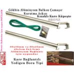 Gökbin Alüminyum Balkon Çamaşır Kurutmalık Askısı Kare Küpeşte Çamaşırlık Kızaklı Bronz