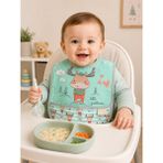 Gökçe Baby Geyik Desenli Cepli Su Geçirmez Bebek Mama Önlüğü - Çok Renkli - 0 - 26 Ay