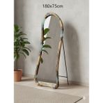 Gökçesan Mobilya Ahşap & Epoksili Çerçeveli Ayna 180X75 Metal Ayaklı Boy Aynası - Beyaz