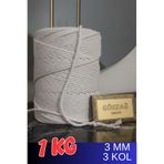 GÖKDAĞ GROUP 1 KG 3 MM 3 KOLLU EKRU PAMUK MAKROME ÖRGÜ İPİ