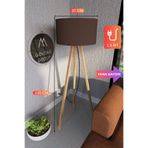 GÖKDAĞ GROUP 3 Ayaklı MEGA BOY Tripod Lambader Abajur Kahverengi Kumaş Başlık