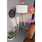 GÖKDAĞ GROUP 3 Ayaklı MEGA BOY Tripod Lambader Abajur Krem Kumaş Başlık
