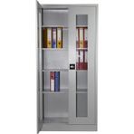 Gökerler Çelik Metal Camlı 198'Lik Dosya Dolabı - Açık Gri