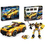 Gokidy 200 Parça Sarı Robota Dönüşebilen Çek Bırak Blok Araba LEGO Technic Oyuncak Seti