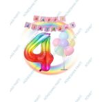 Gökkuşağı Folyo Balon Happy Bırthday Banner ve Balonlu Balon Standı 4 Yaş