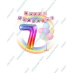 Gökkuşağı Folyo Balon Happy Bırthday Banner ve Balonlu Balon Standı 7 Yaş