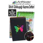 Gökkuşağı Kazıma Defteri Sihirli A4 20X30 Cm 1 Paket 10 Sayfa Spiralli Scratch Note Spralli Siyah Sihirli Resim Defteri