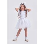 Gökkuşağı Tütülü Kız Çocuk Parti Etek M00727 Beyaz - 7 Yaş