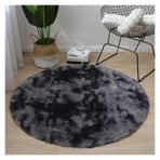 Gökkuşağı Tüylü Kabarık Yuvarlak Peluş Halı Oturma Odası Yatak Odası Paspasları Çocuk Odası için Yumuşak Başucu Halıları Pembe Mor 100X100 cm