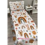 Gökkuşağı ve Hayvanlar Bebek ve Çocuk Baza Pike Takımı ve Yastık Kılıfı ( Tek Kişilik ) - Renkli