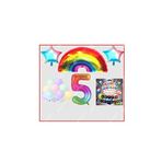 Gökkuşağı Yıldız Makaron Balon Banner Temalı 5 Yaş Doğum Günü Parti Seti