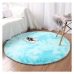 Gökkuşağı Yumuşak Shaggy Kabarık Yuvarlak Peluş Halı Oturma Odası Yatak Paspasları Deve 120X120 cm