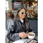GÖKNUR ARSLAN Vegan deri Oversize Crop Ceket Siyah S-M Kadın