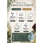 Göktuğ Hediyelik Kişiye Özel Madlen Çikolata Etiketi Nişan Düğün Söz Nikah İsimli Baskılı Sticker Etiket Kare 100ADET