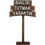 GÖKTÜRK3D Balık Tutmak Yasaktır Tabelası,akvaryum Süs Eşyası, Dekoru, Aksesuarı - Kahverengi