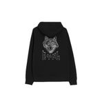 Göktürkçe Türk Bozkurt Wolf Kafa Ön ve Arka Baskılı Sweatshirt Unisex Kapüşonlu Hoodie Siyah