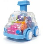 Gökyüzü Işığı Çocuklar Için Sevimli Çek Bırak-Bastır Bırak Kurmalı Şeffaf Mini Oyuncak Araba-Mavi - 8 cm