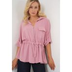 Gökyüzü Moda Fermuarlı Gömlek 0721 - Pudra - 40