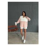 Gökyüzü Moda GABARDİN ŞORT - GABARDİN - ÇİZGİLİ KETEN GARNİLİ CEKET TAKIM - Orange
