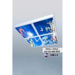 Gökyüzü Panel 124Cm X 124Cm-Dörtlü- Led-Sıva Üstü-216Watt-Salon Tavan-Led Aydınlatma-Avize Modelleri