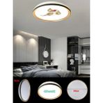 Gökyüzü Panel 50Cm, 45Watt, Gold Led Avize, Beyaz Işık 7000K, Yaprak Baskılı Led Avize, Modern Ev Salon Armatürü,