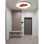 Gökyüzü Panel 50Cm Yuvarlak Avize, Gül Baskı,Güçlü Işık, Gold Ledli Tavan Armatürü, 45Watt, Beyaz Işık, 7000K,
