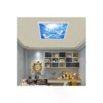 Gökyüzü Panel 54Watt-Güçlü Işık-Modern Tasarım-60X60 54W Ledli Tavan Avize-Kuş Cenneti-Tavana Yapışık Salon Avize
