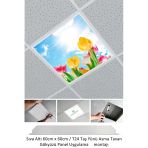 Gökyüzü Panel Asma Tavan-60Cmx60cm-Sıva Altı-54W-6500K-Beyaz-Led Panel-Led Armatür-Taş Yünü Asma Tavan-Banyo Tavan