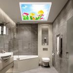 Gökyüzü Panel Banyo Avize- 60WATT-60 cm x 60 cm LED Yatak Odası Avize-Renkli Laleler Tasarım Aydınlatma-Tavana Model - Beyaz - 1