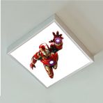Gökyüzü Panel Iron Man Çocuk Odası LED Lamba, 60 x 60 Avize, 60WATT Cocuk Odası Avize, Modern Çerçeve - Beyaz - 1
