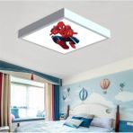 Gökyüzü Panel Örümcek Adam Çocuk Odası LED Avize- 60 x 60 Baskılı LED Avize- Beyaz ÇERÇEVE-54W LED Işıklı Avize - 1