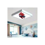 Gökyüzü Panel Örümcek Adam Çocuk Odası Led Avize- 60X60 Baskılı Led Avize- Beyaz Çerçeve-54W Led Işıklı Avize