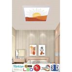 Gökyüzü Panel Pastel Art Desenli Tavan Armatürü 60W LED Aydınlatma Hd Avize 60 cm x 60 cm - Beyaz - 1