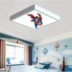 Gökyüzü Panel Super Man Çocuk LED Avize-Işık 60W Güçlü AYDINLATMA-60 x 60 Beyaz Kare Çerçeve- Çocuk Avize Modelleri - 1