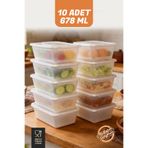 GOLCIA Family 678 ml 10’lu Mikrodalgaya ve Derin Dondurucuya Uygun Yıkanabilir Saklama Kabı Seti