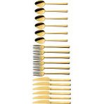 Gold 18 Adet Tatlı Çatal Kaşık Bıçak Seti - Kahvaltı Pasta Çatal Kaşık Bıçak Seti