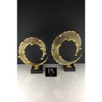 Gold 2'li Ofis Metal Aksesuar Biblo Ev Salon Dekorasyon Obje