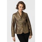 Gold Bloom Blazer Kadın Hakiki Deri Ceket - 40