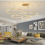 Gold Çember Ø40,60,80,100,120CM, 3000K Işık, Kumandalı, LED Lamba,yuvarlak Sarkıt Avize,modern Aydınlatma,dekoratif Işık